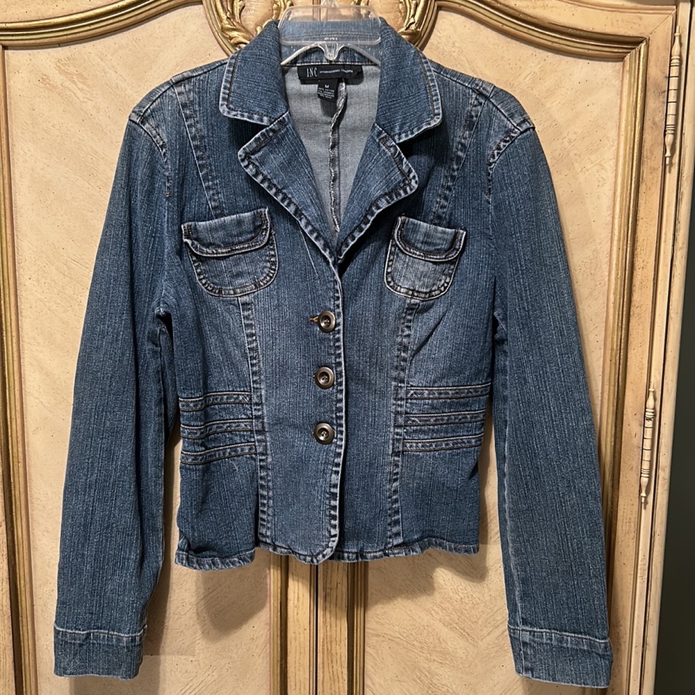 INC Blue Denim Button Front Jacket Medium